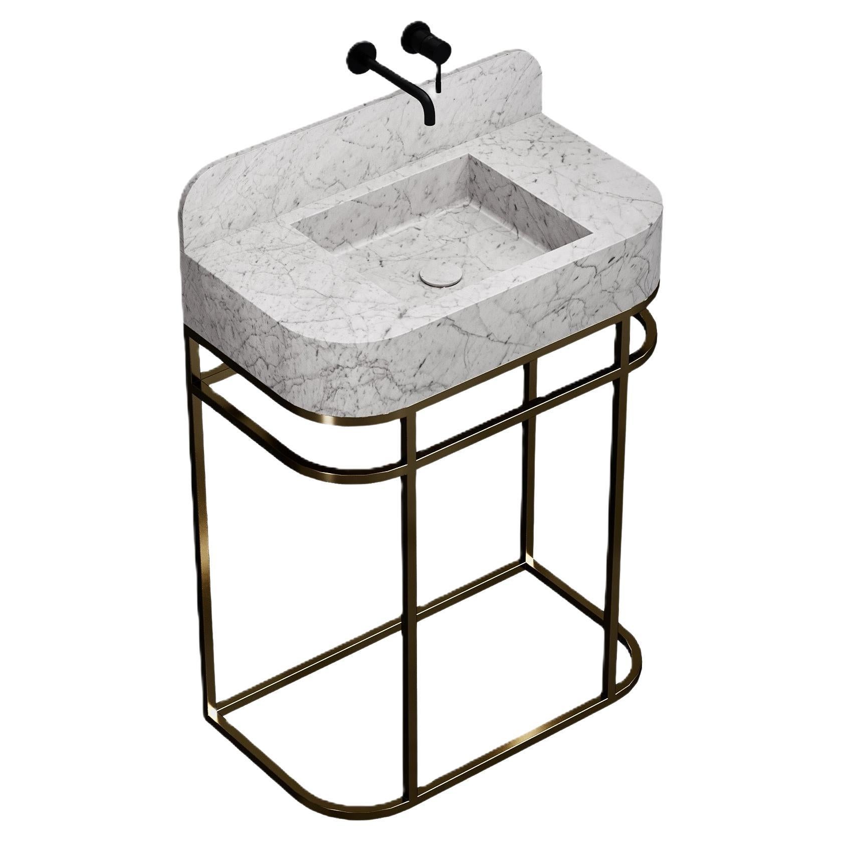 Assens Free-standing Marble Bathroom Vanity - White Carrara - Large