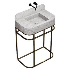 Assens Free-standing Marble Bathroom Vanity - White Carrara - Large