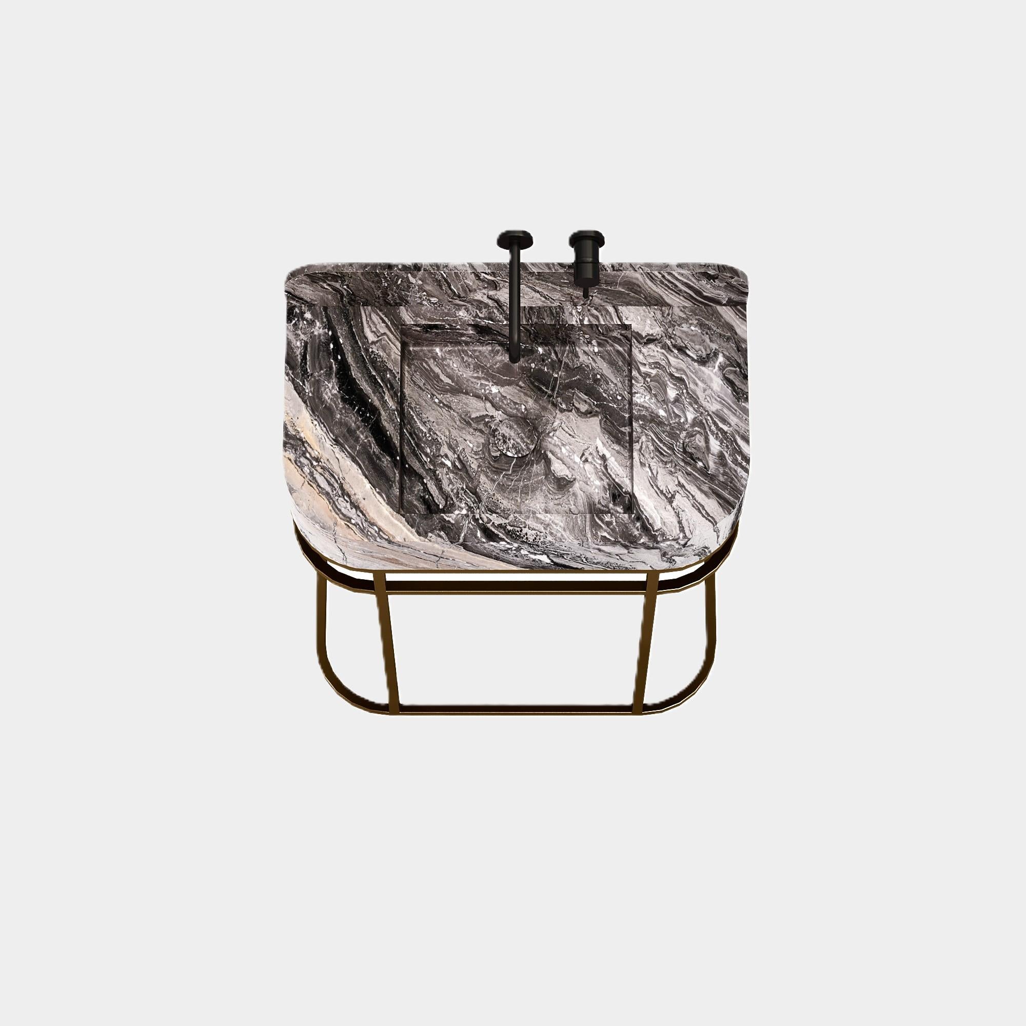 Assens Mueble de baño independiente de mármol - Galaxia Gris - Grande Escandinavo moderno en venta