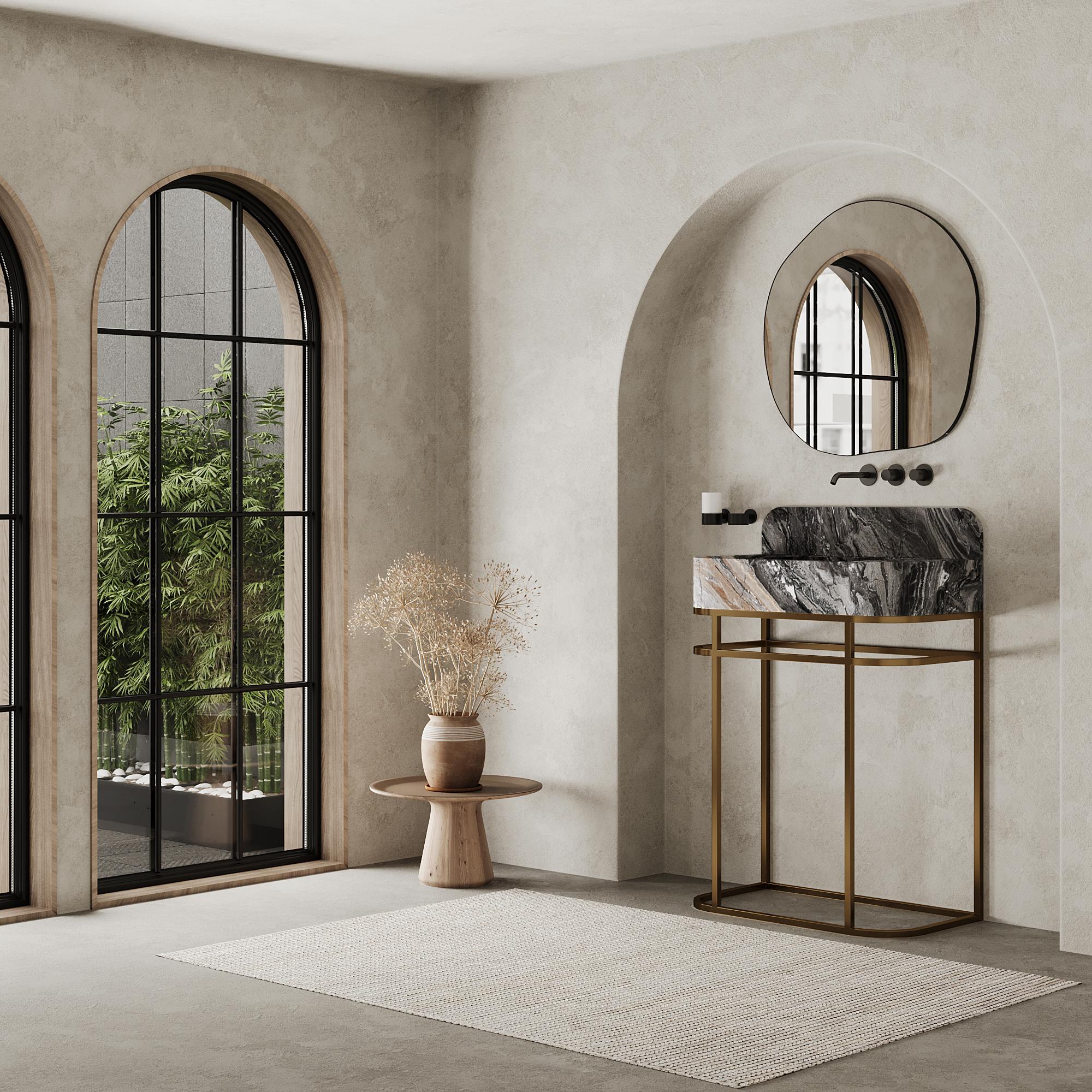 Assens Mueble de baño independiente de mármol - Galaxia Gris - Grande Hecho a mano en venta