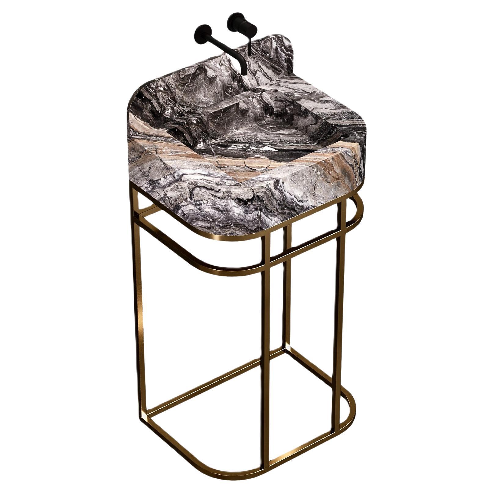 Assens Mueble de baño independiente de mármol - Galaxia Gris - Pequeño