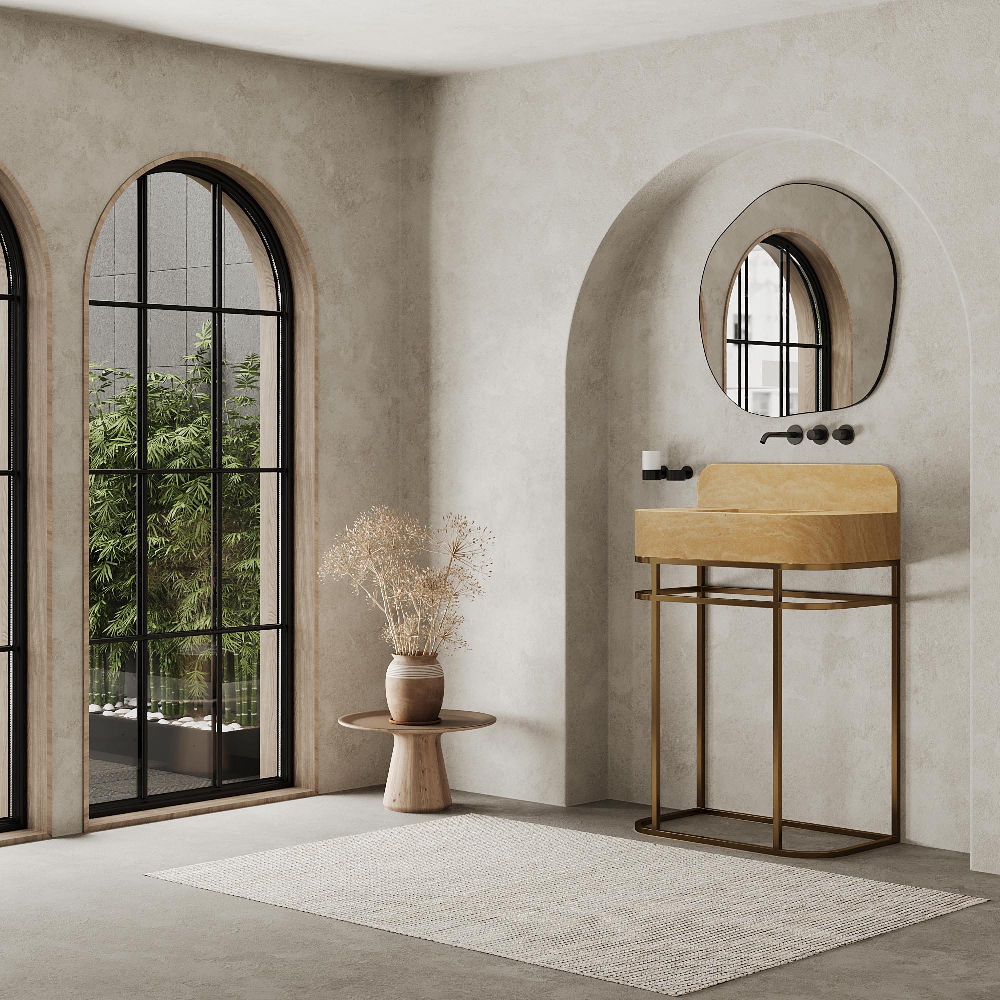 Assens - Marble Basin - Beige Travertine - Large In New Condition For Sale In Lisbon, PT