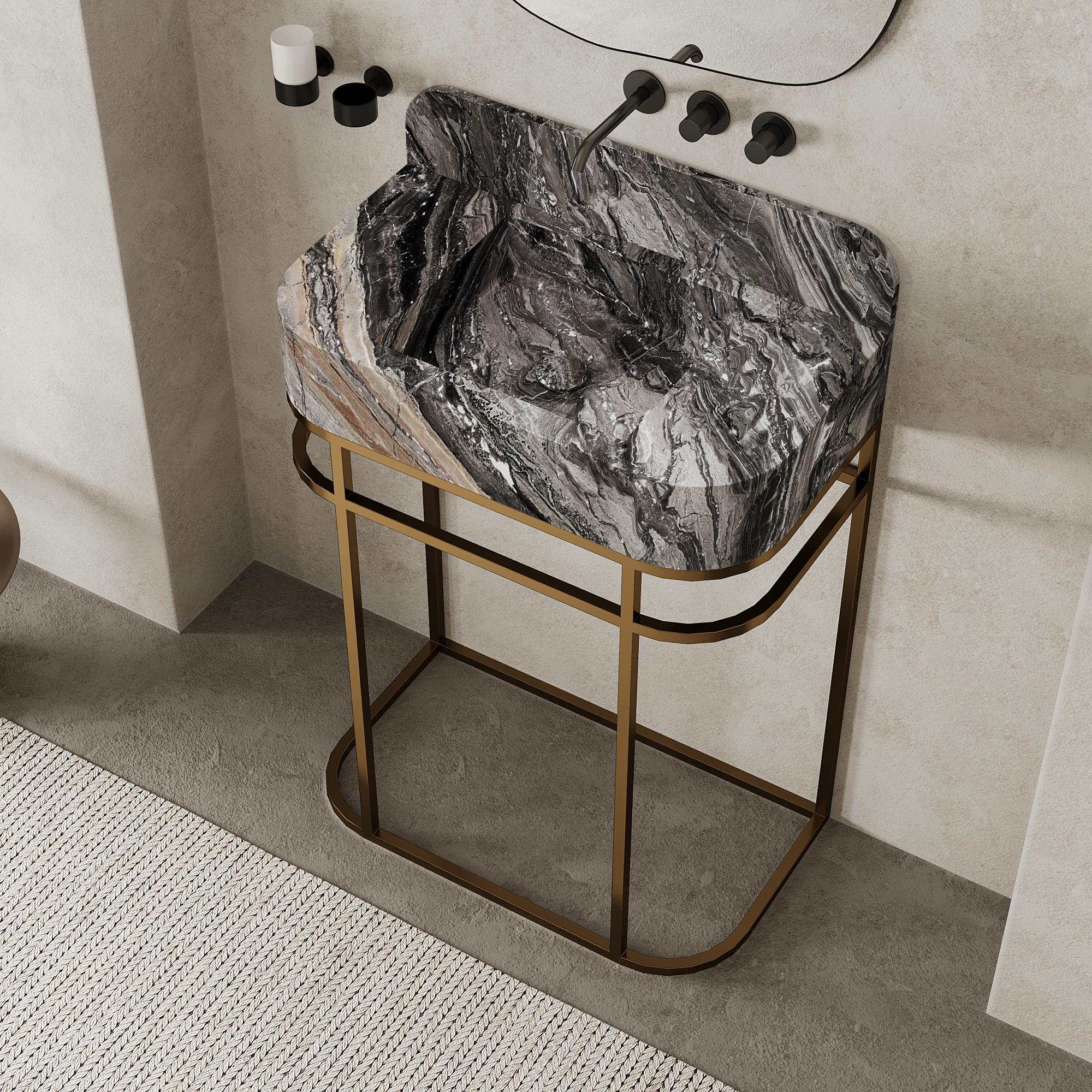 Fait main Assens - bassin en marbre - Galaxy gris - Large en vente