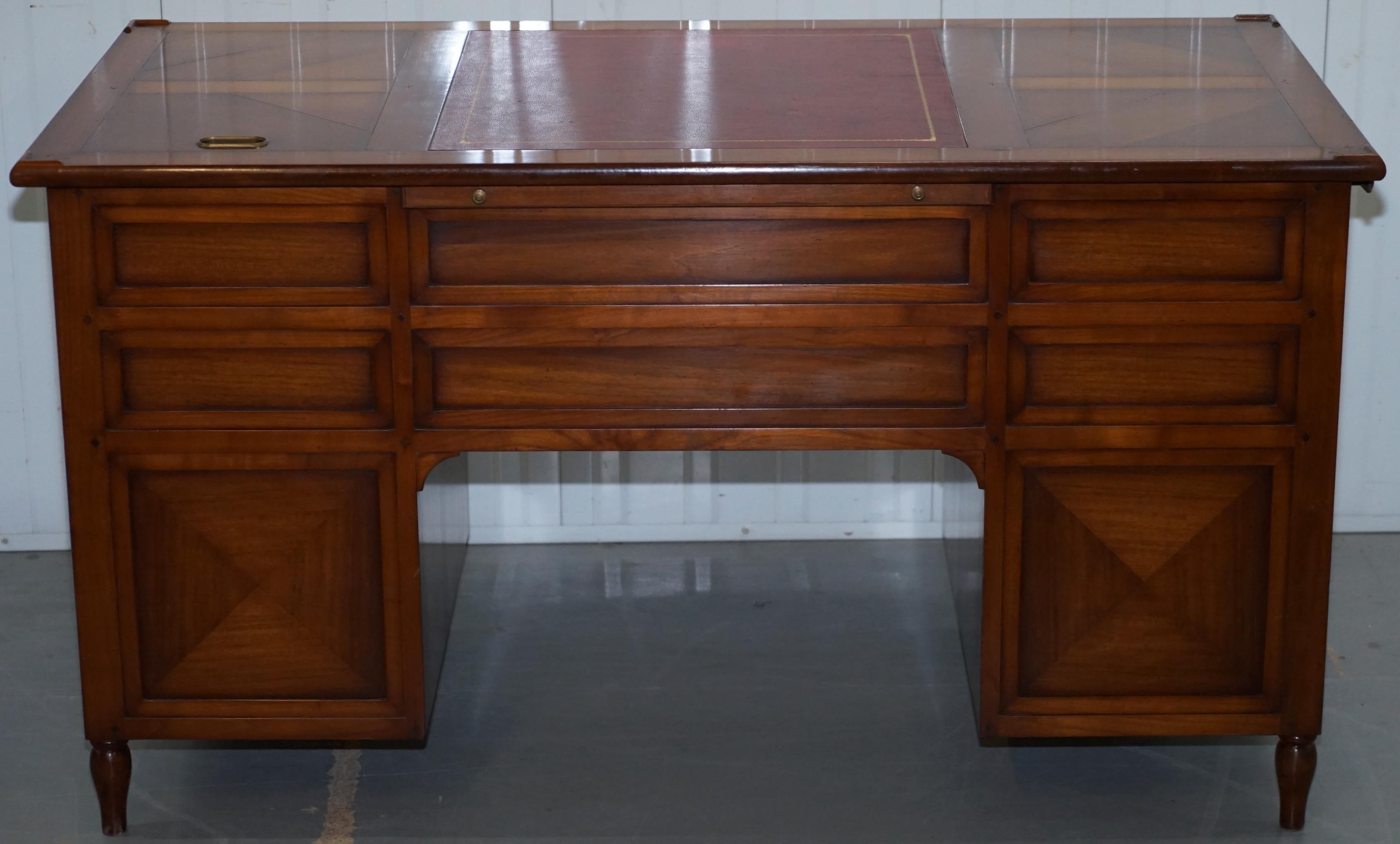 ASSI D'ASOLO ITALY CHERRY WOOD LEATHER DESK DESIGNED To HOUSE COMPUTER 1