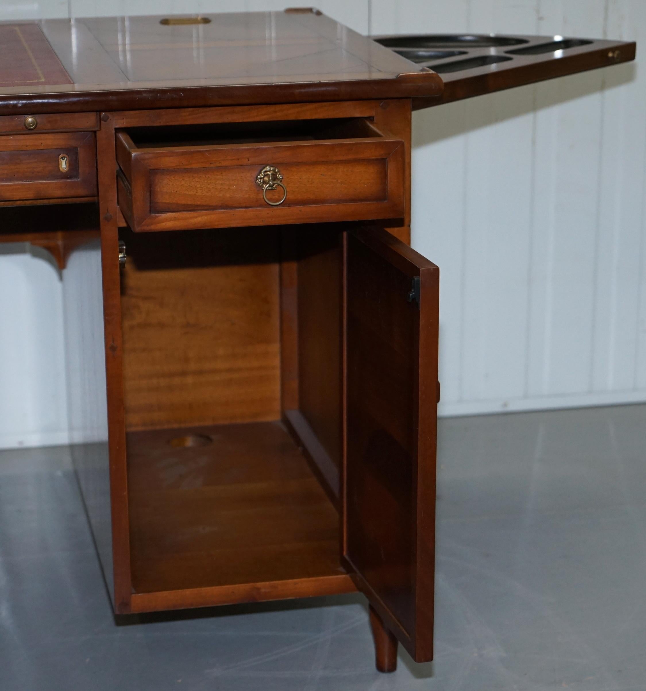 ASSI D'ASOLO ITALY CHERRY WOOD LEATHER DESK DESIGNED To HOUSE COMPUTER 9