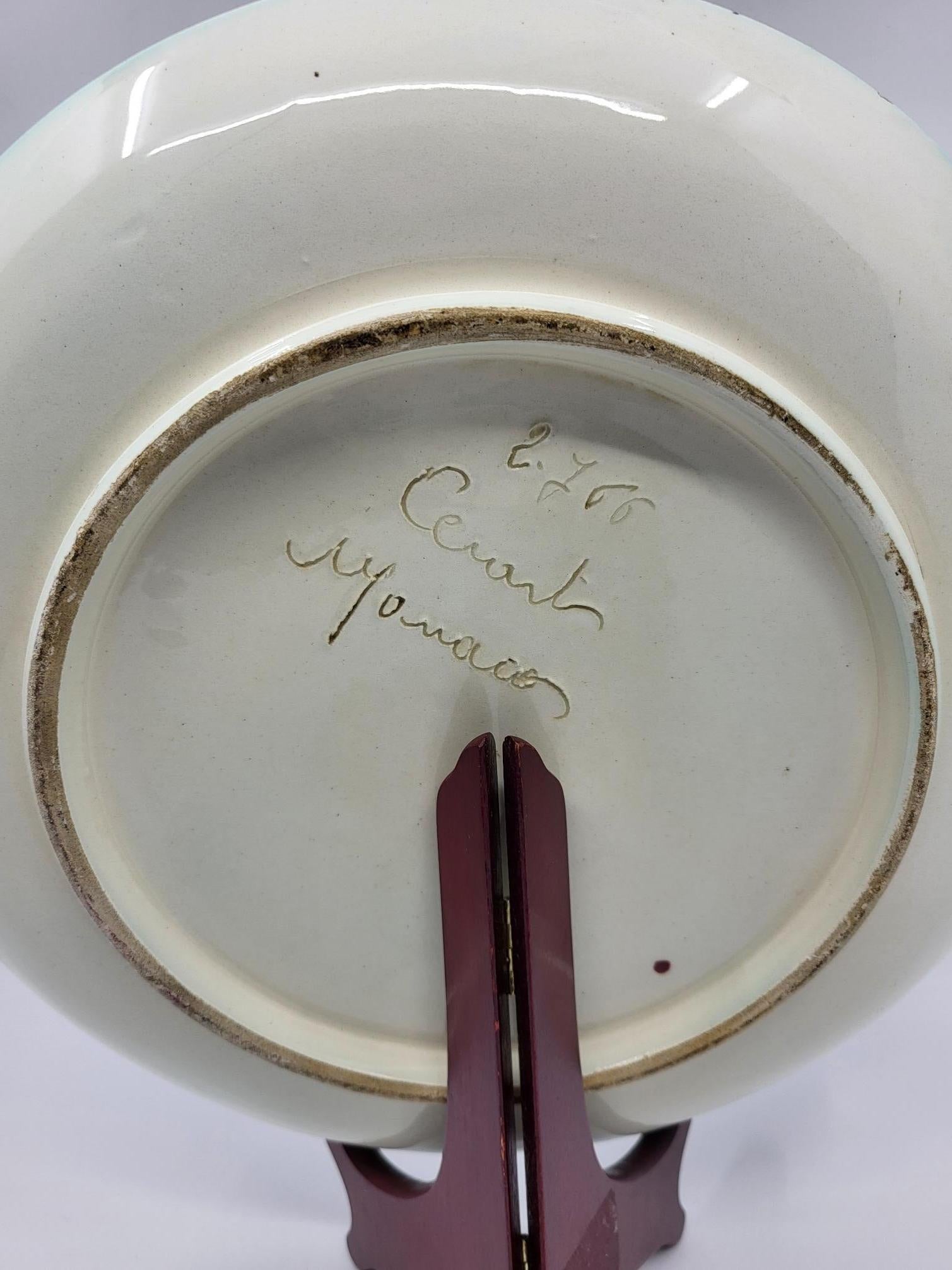 Assiette Cerart Monaco céramique Francaise multicolore Côte-d'Azur 1950 Vintage In Excellent Condition For Sale In London, England