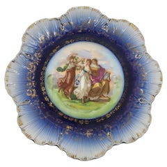 Assiette décorative Victoria Austria en porcelaine Bleu Cobalt fin 19ième siècle