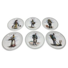 Assiettes en Porcelaine de Luxe Francaise "Métiers du Vieux Paris" (Lot de 6)