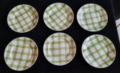 Assiettes Moulin des Loups Orchies modèle "Nappe verte" en faïence France 1960