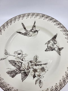 Assiettes plates  Sarreguemines modèle "Buffon" marron Art Nouveau Francais 1900