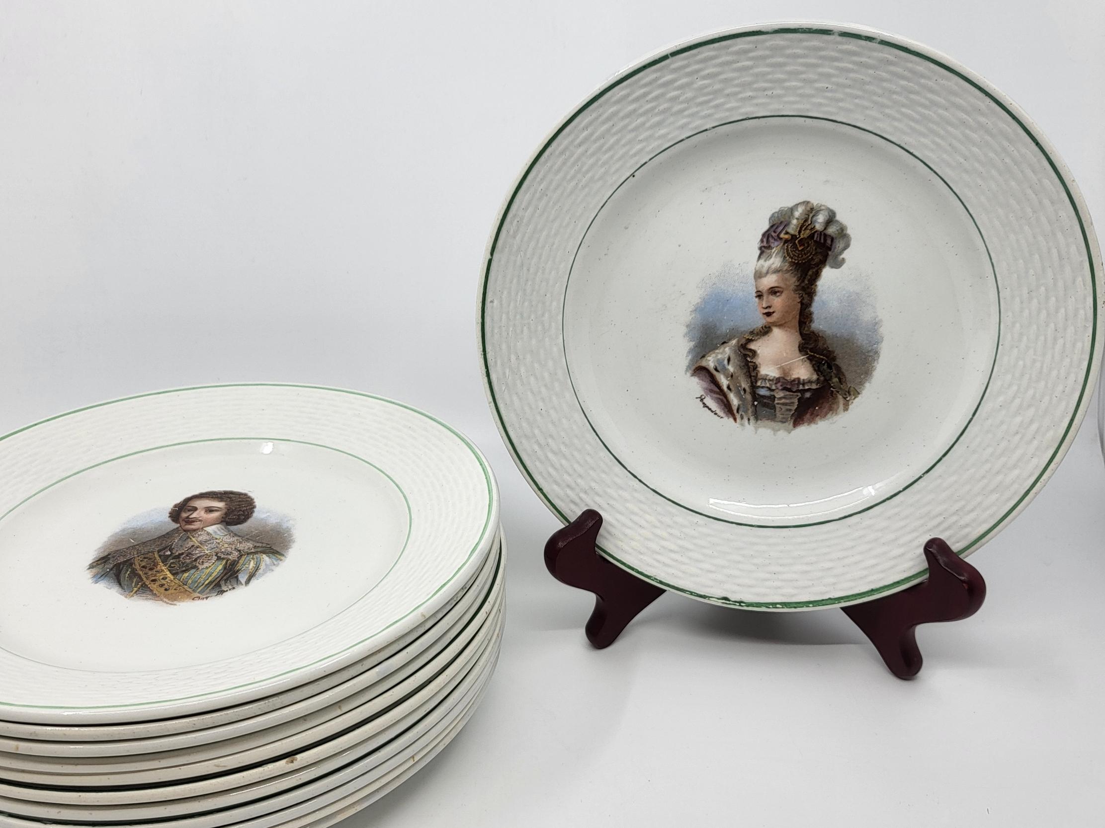 Assiettes Saint Amand, en Faïence Rois Reines et Favorite de France (Lote de 12) en venta 7
