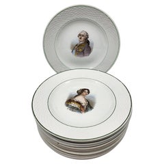 Assiettes Saint Amand, en Faïence Rois Reines et Favorite de France (Lote de 12)