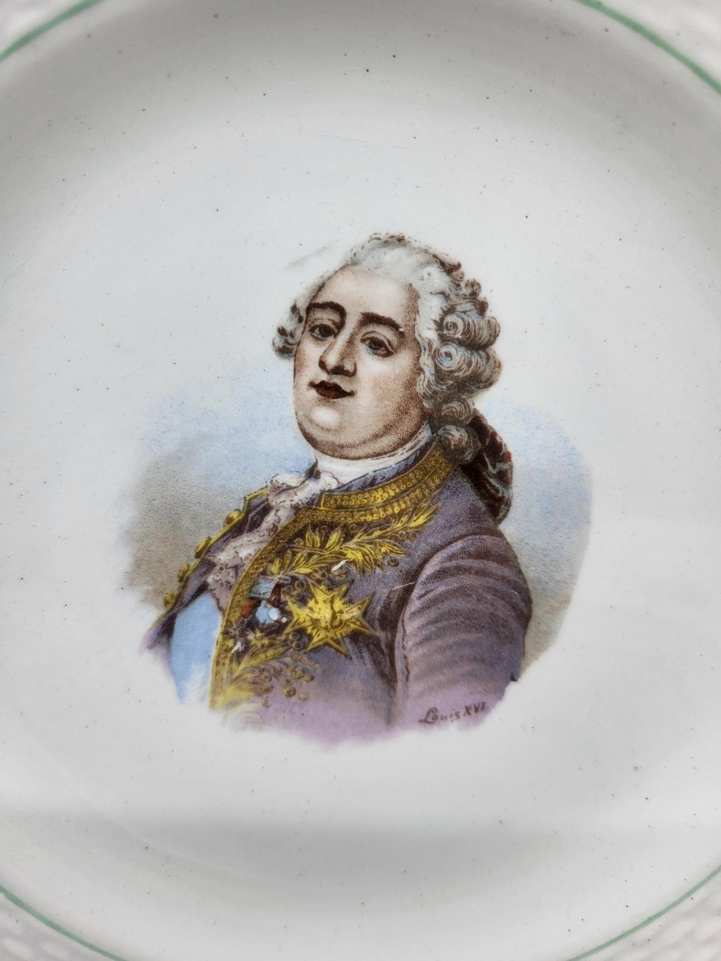 Assiettes Saint Amand, en Faïence Rois Reines et Favorite de France (Lote de 12) Luis XV en venta