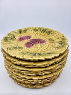 Assiettes Sarreguemines en faïence barbotine Francaise Vintage (lot de 11)