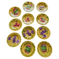Assiettes Sarreguemines en faïence barbotine Francaise Vintage (lot de 11)