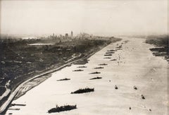 Hudson River, New York Navy Day 1945 - Silver Gelatin B & W Photography Framed
