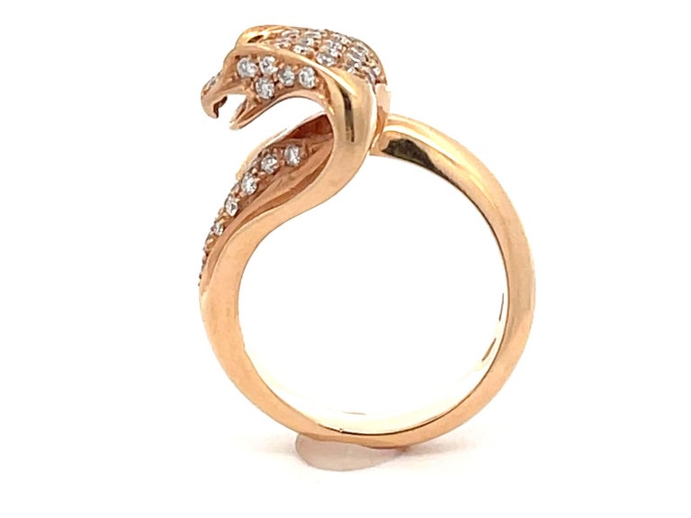 Assor Gioielli Diamond Cobra Ring in 18k Rose Gold For Sale at 1stDibs