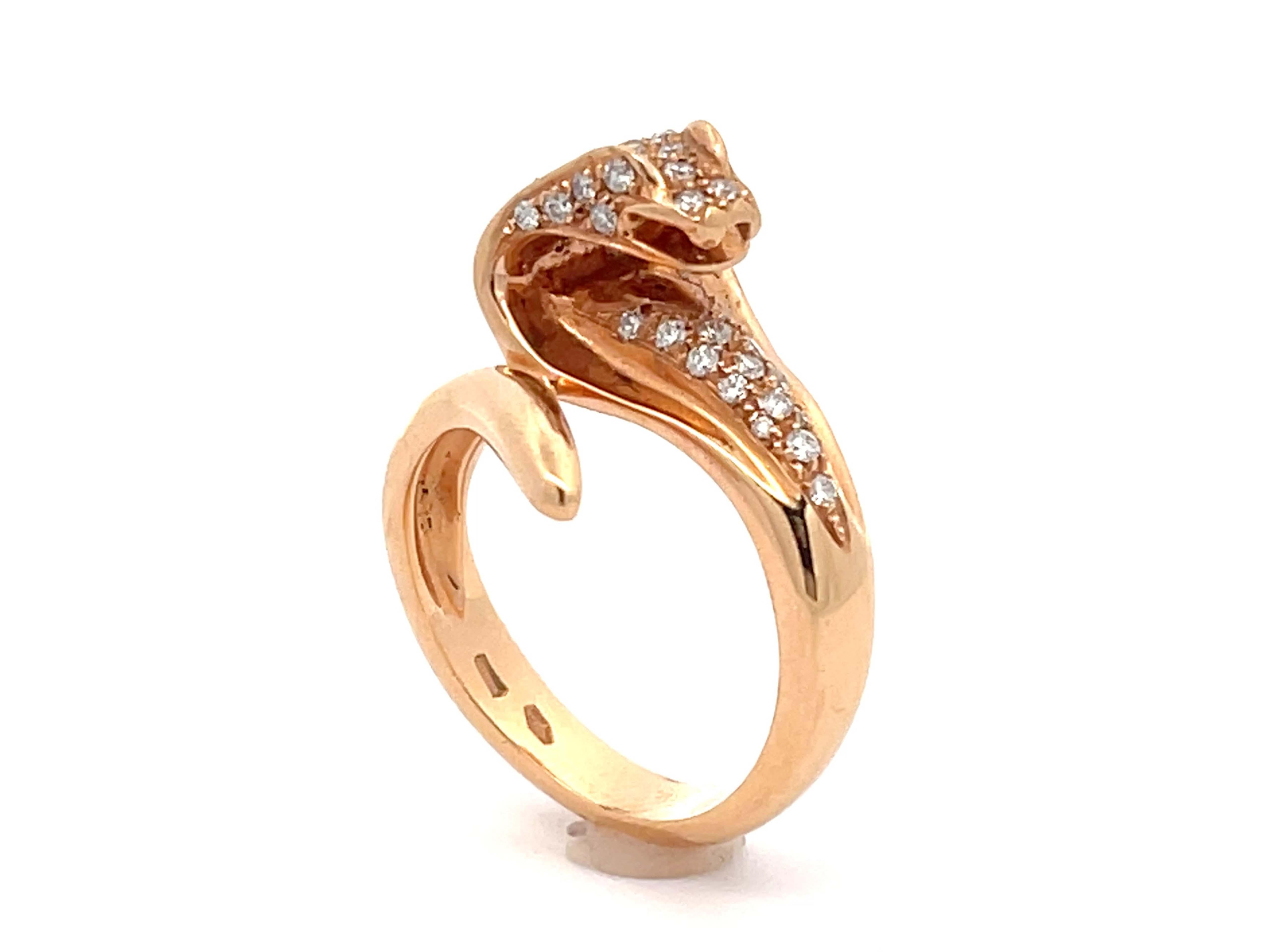 Modern Assor Gioielli Diamond Cobra Ring in 18k Rose Gold For Sale