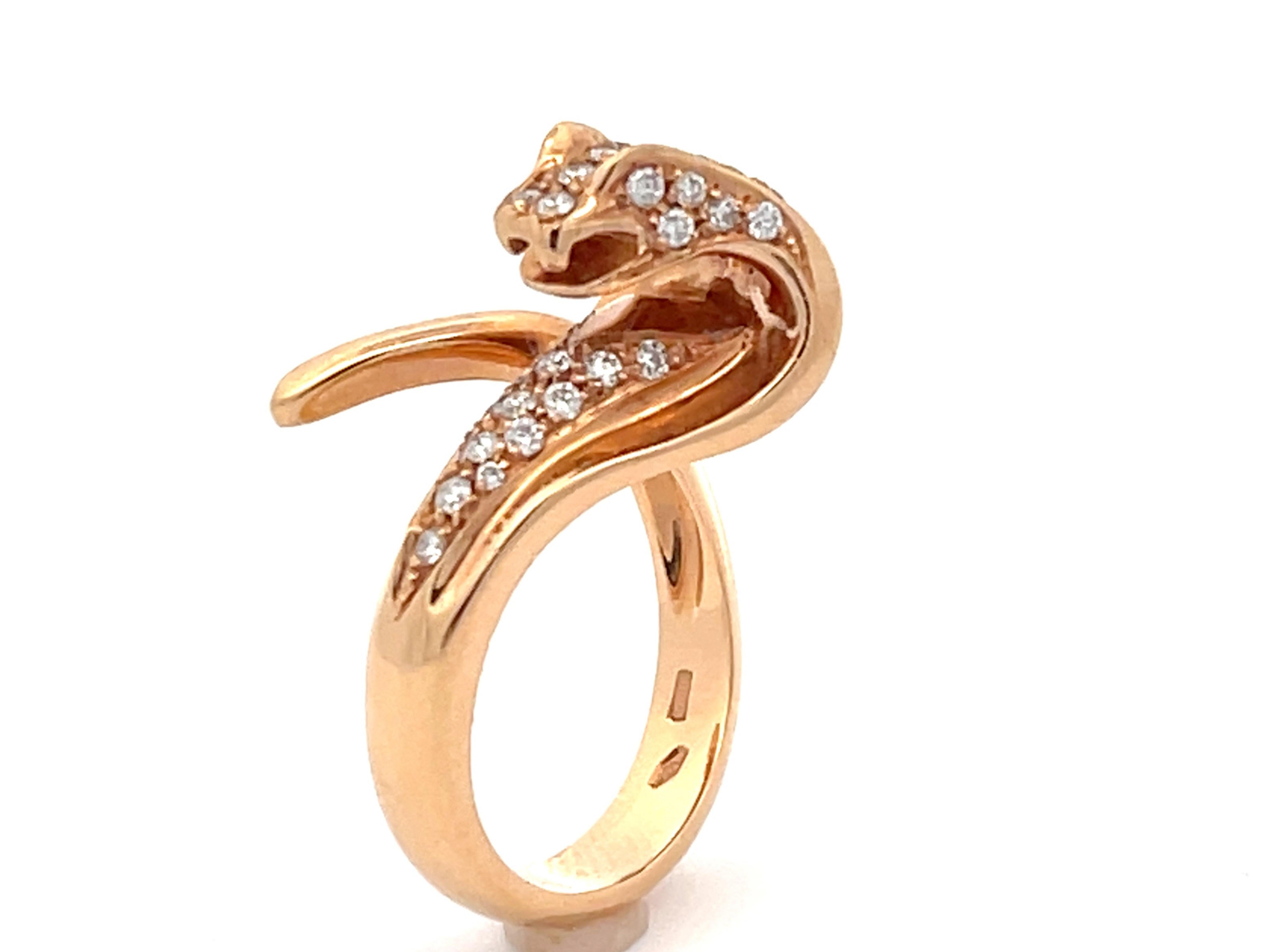 Modern Assor Gioielli Diamond Cobra Ring in 18k Rose Gold For Sale