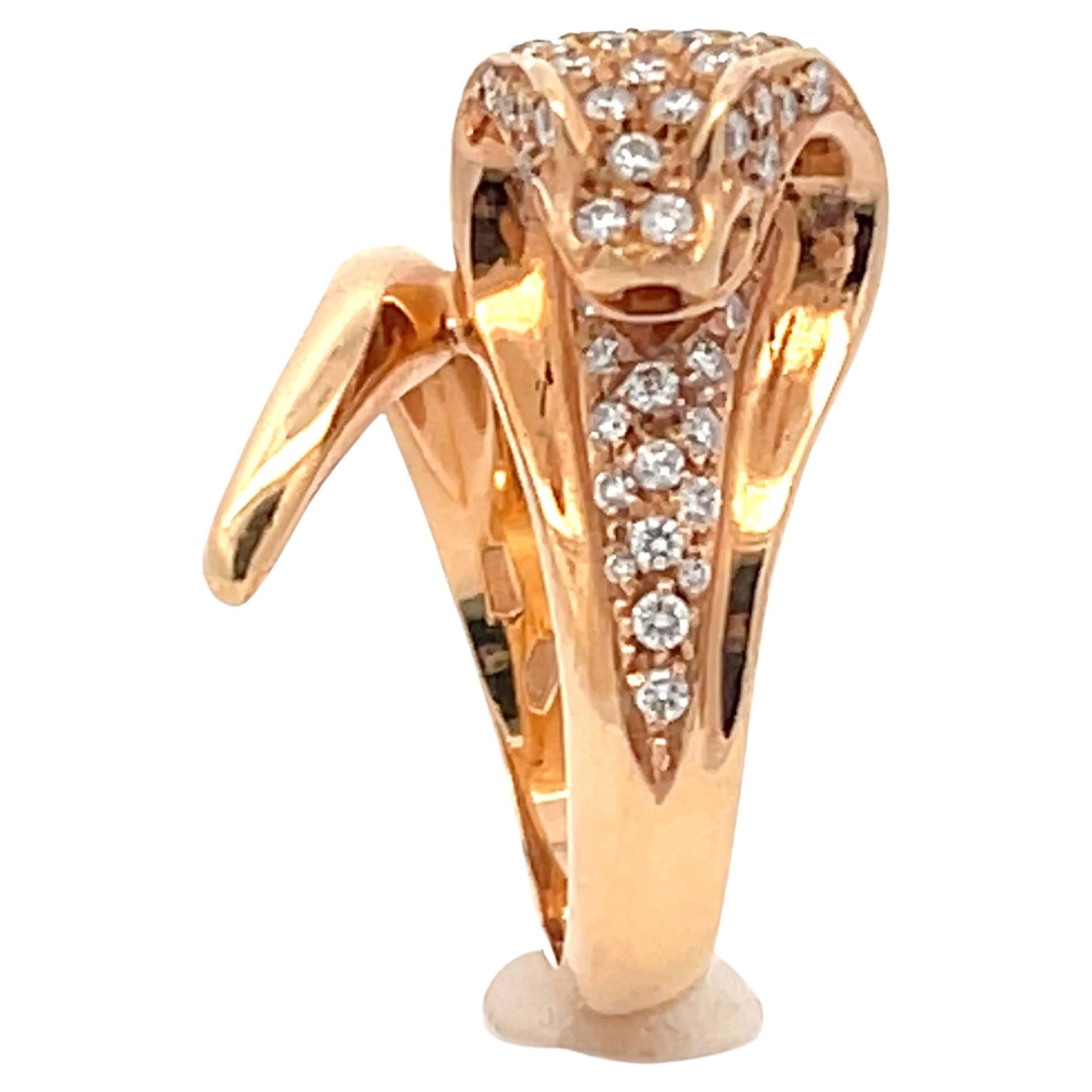 Assor Gioielli Diamond Cobra Ring in 18k Rose Gold For Sale