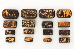 Assorted Collection of 16 Faux Tortoise Snuff Boxes, circa 1890