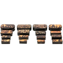 Assorted Collection of 16 Faux Tortoise Snuff Boxes, circa 1890