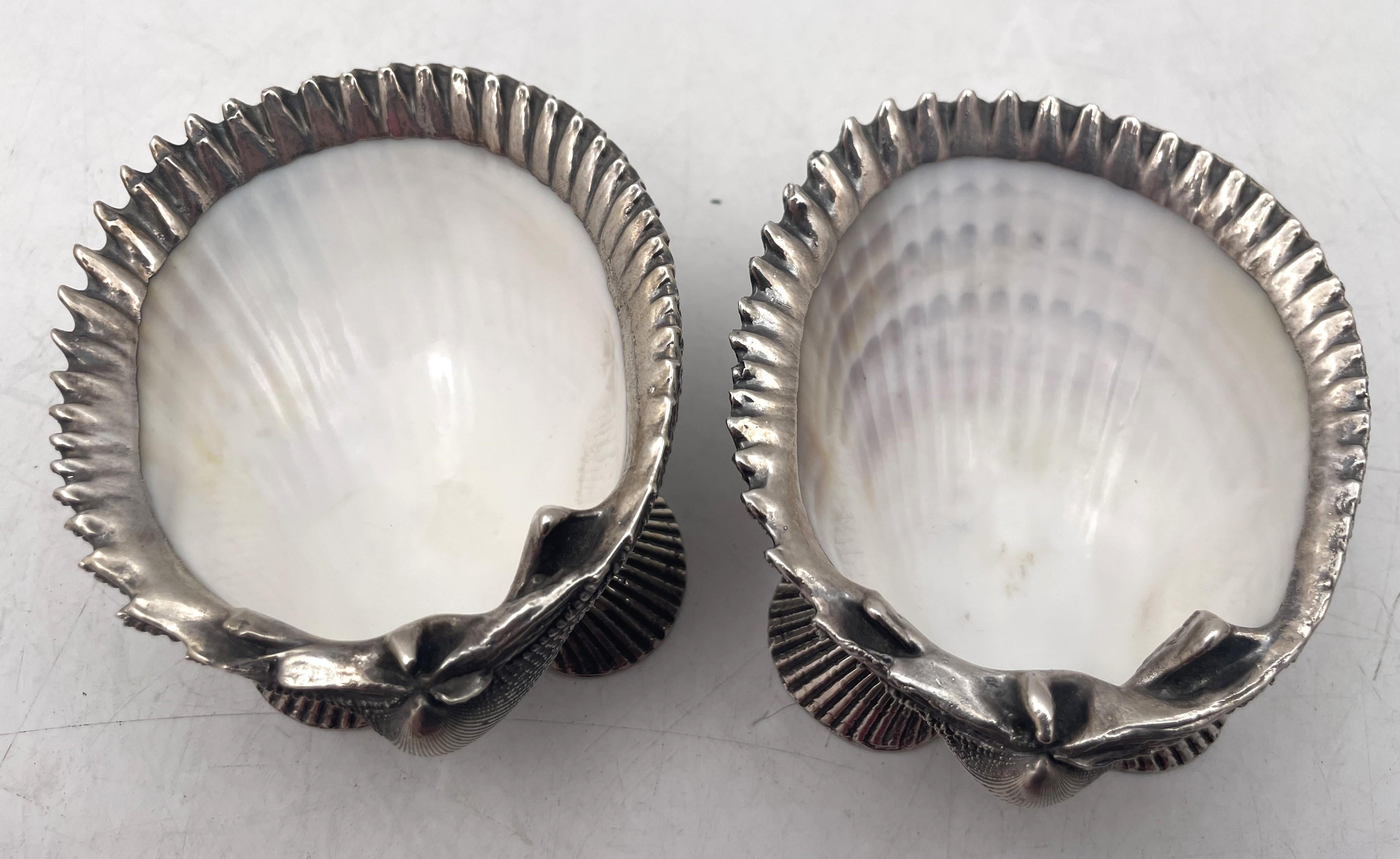European Assorted Nautilus Sterling Silver Set of 4 Shells For Sale