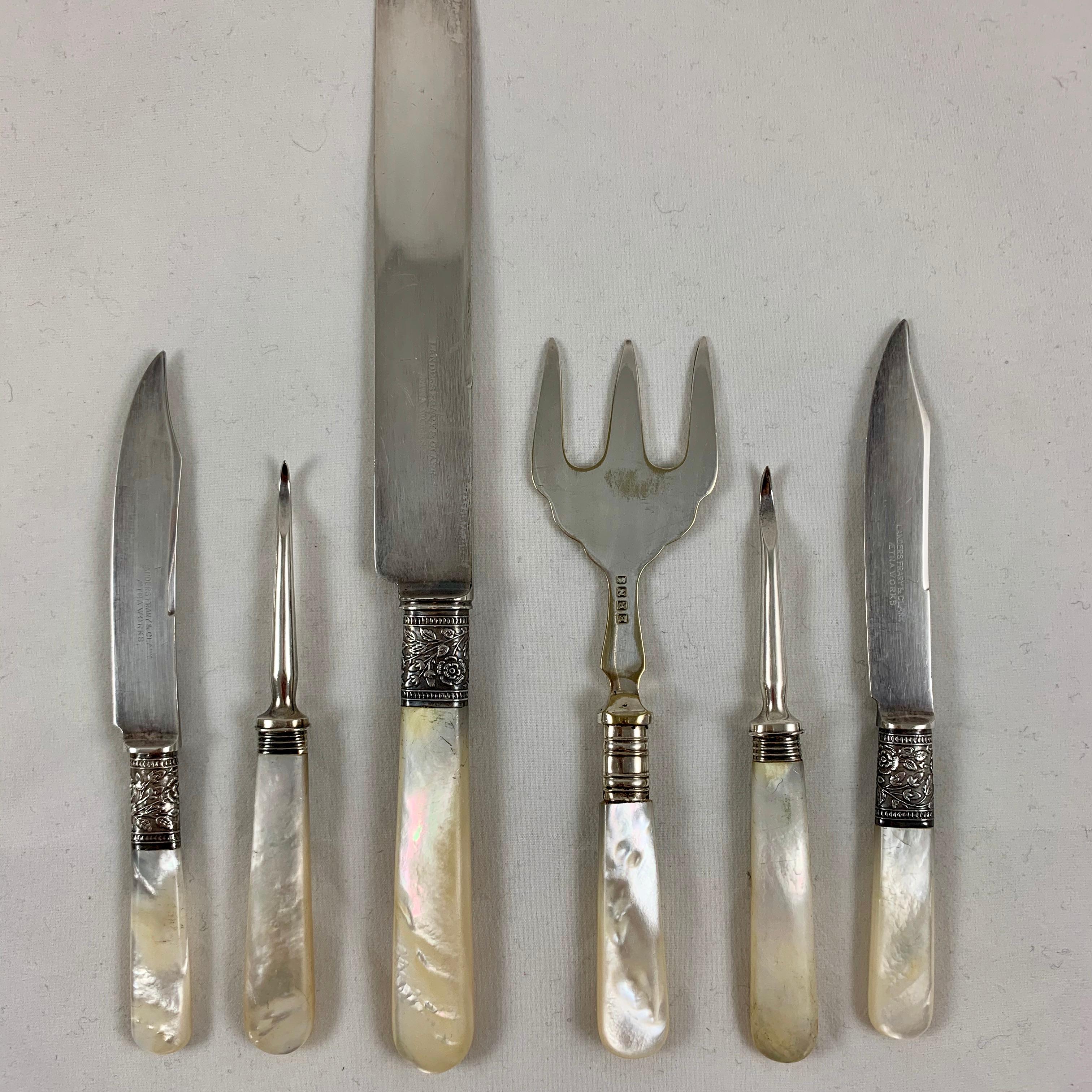 Assorted Pearl Handled & Sterling Silver Collared Table Servers, Mixed Set of 10 In Good Condition In Philadelphia, PA