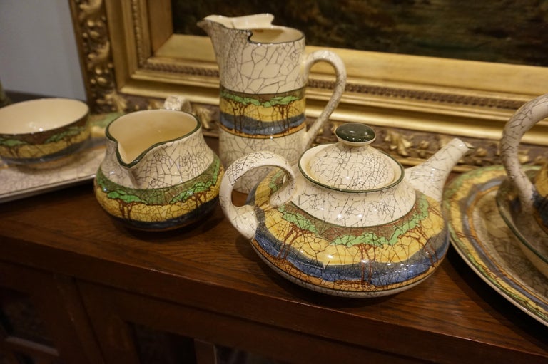English Assorted Royal Doulton Arts & Crafts Deadwood Crackle China Set For Sale
