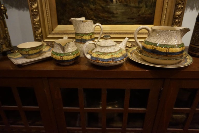 Early 20th Century Assorted Royal Doulton Arts & Crafts Deadwood Crackle China Set For Sale