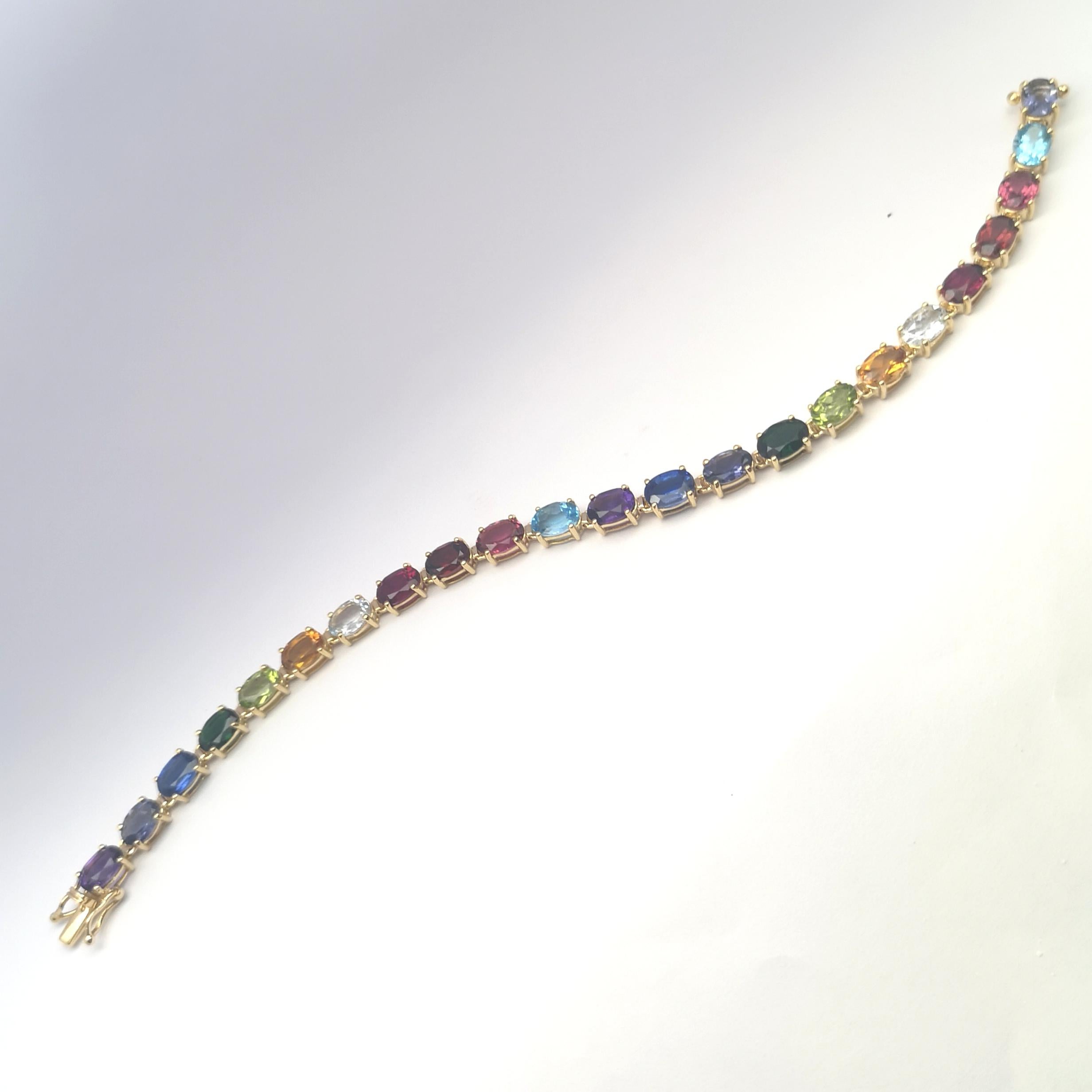 De las mujeres Pulsera de piedras semipreciosas de colores surtidos engastadas en oro de 18 quilates en venta