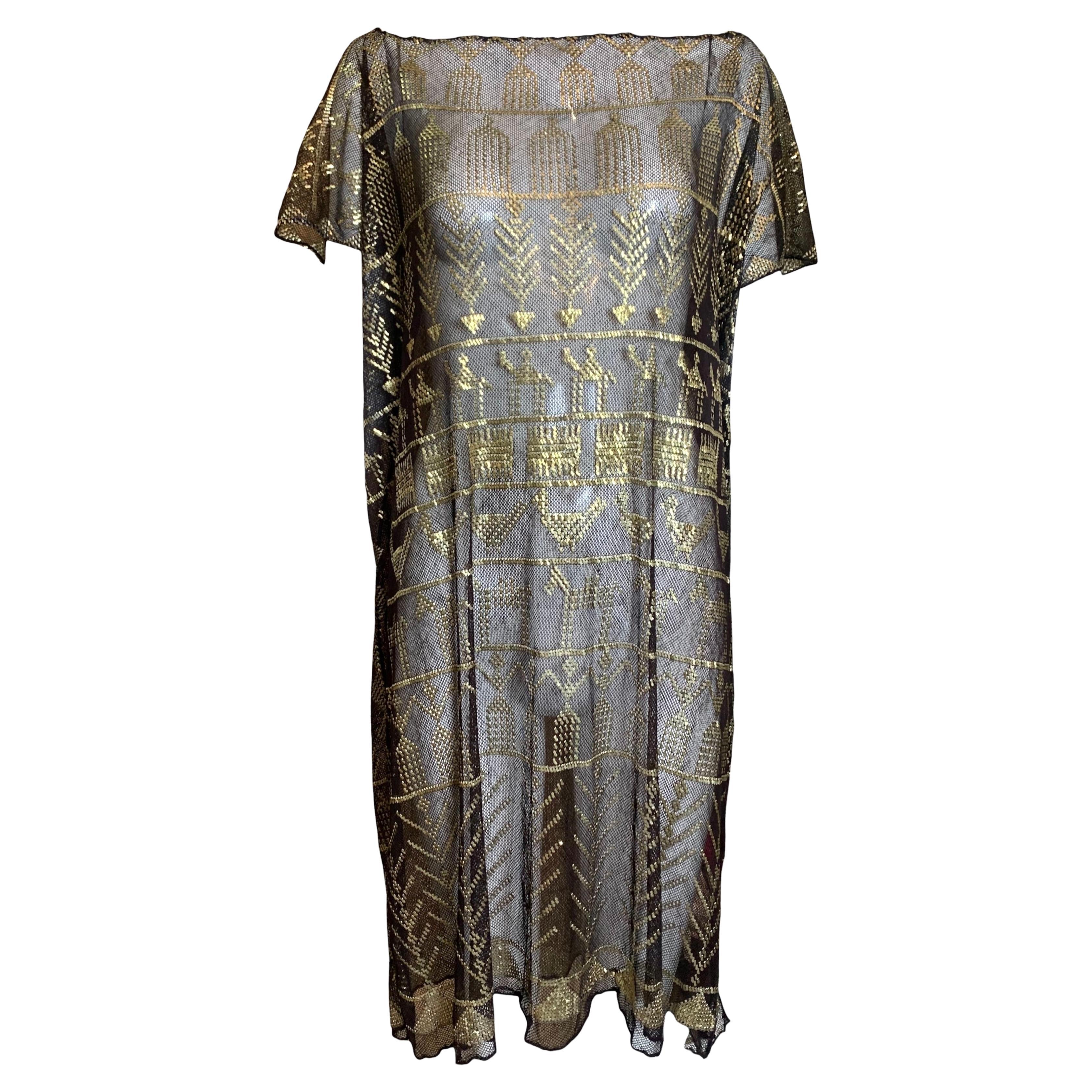 Assuit Dress with Hand Hammered Brass, 1920s For Sale