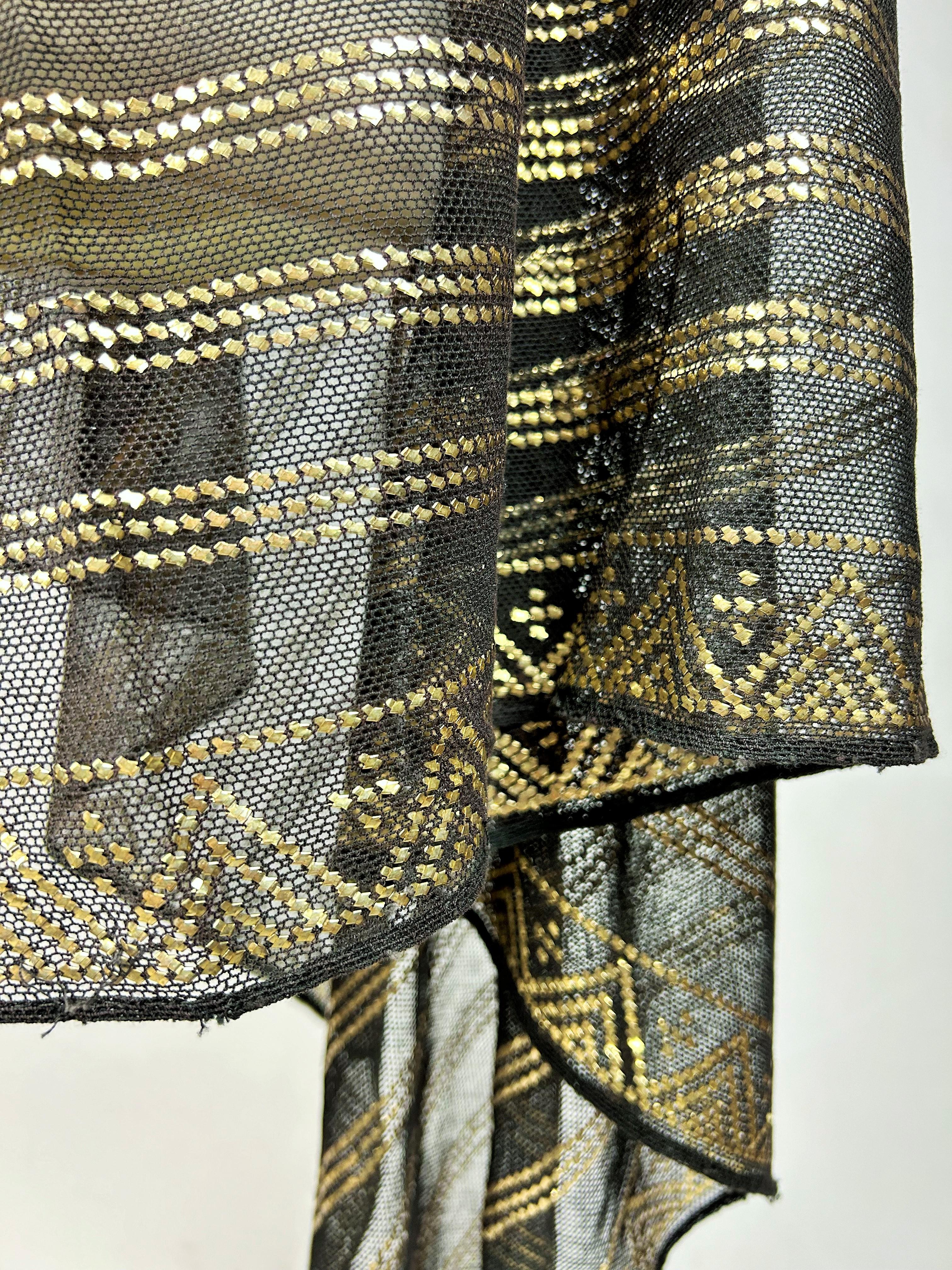 Assuit shawl in cotton voile and gilded metal strips - Egypt Circa 1930-1940 For Sale 6