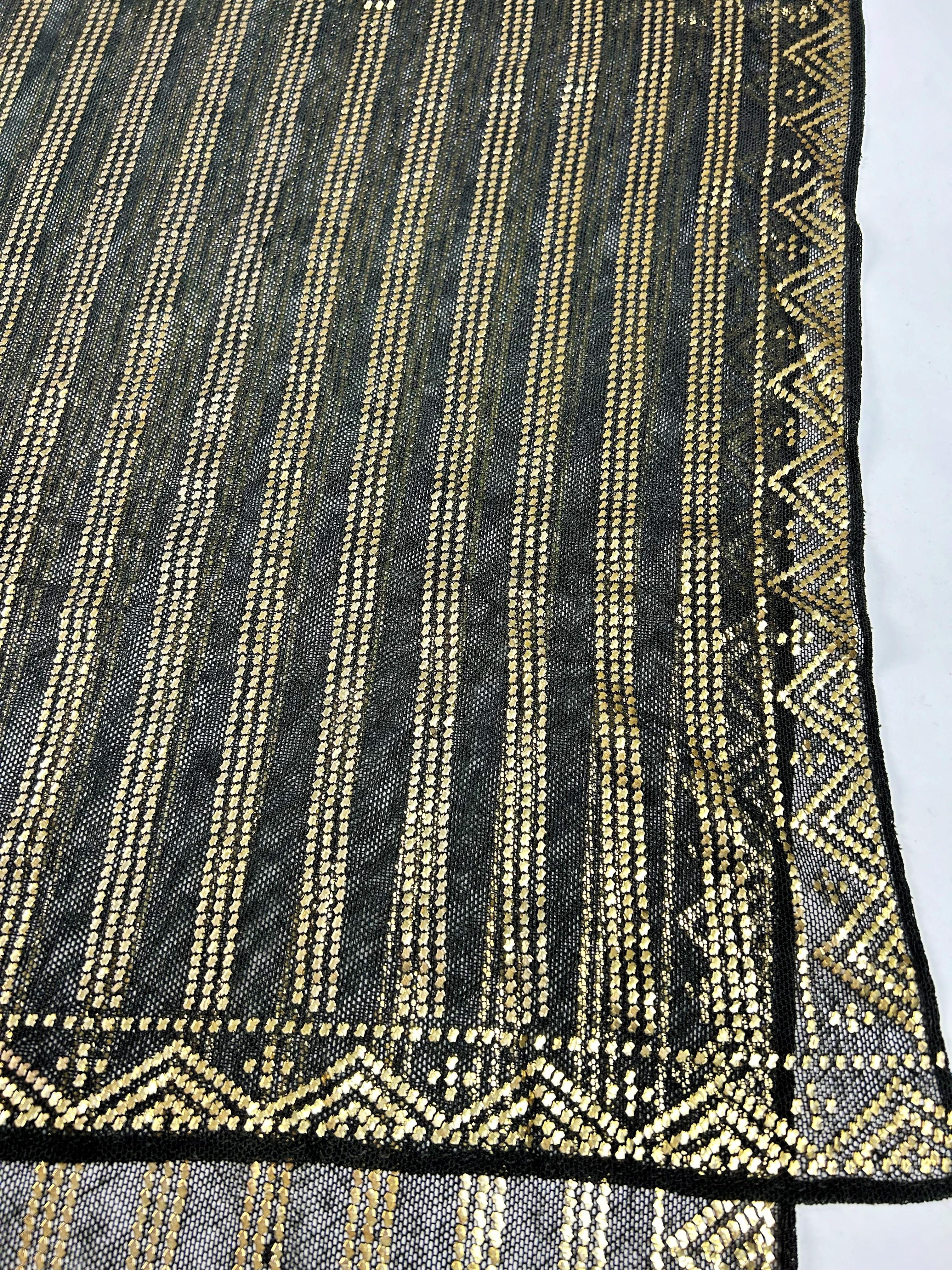 Assuit shawl in cotton voile and gilded metal strips - Egypt Circa 1930-1940 For Sale 9