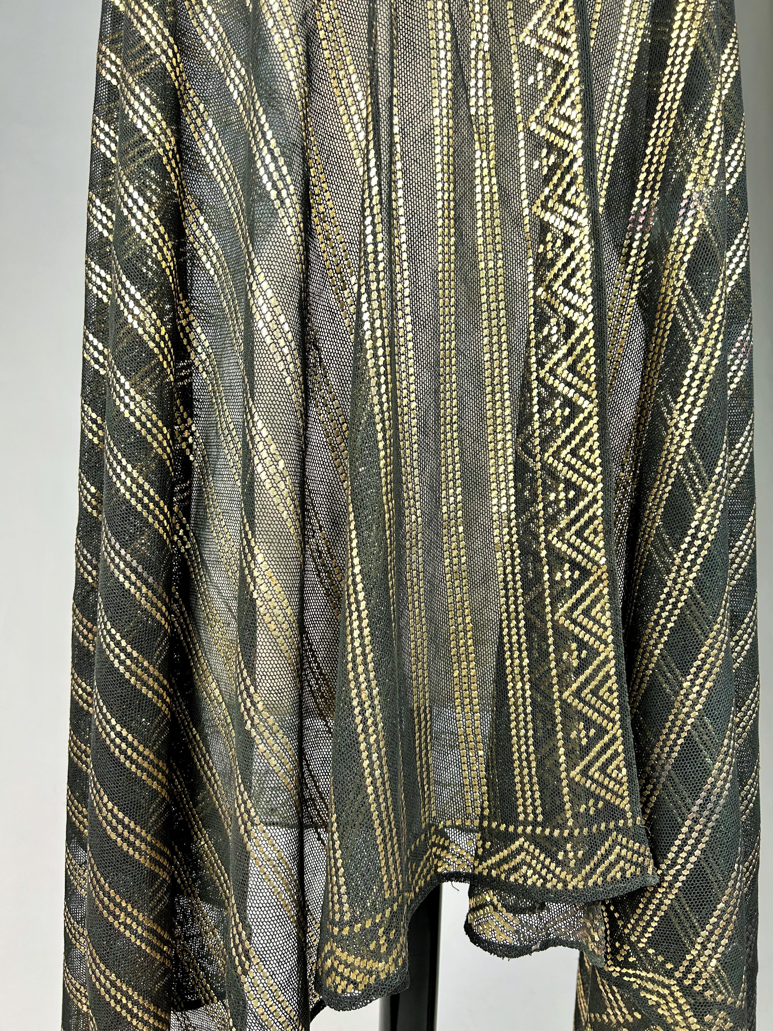 Assuit shawl in cotton voile and gilded metal strips - Egypt Circa 1930-1940 For Sale 1