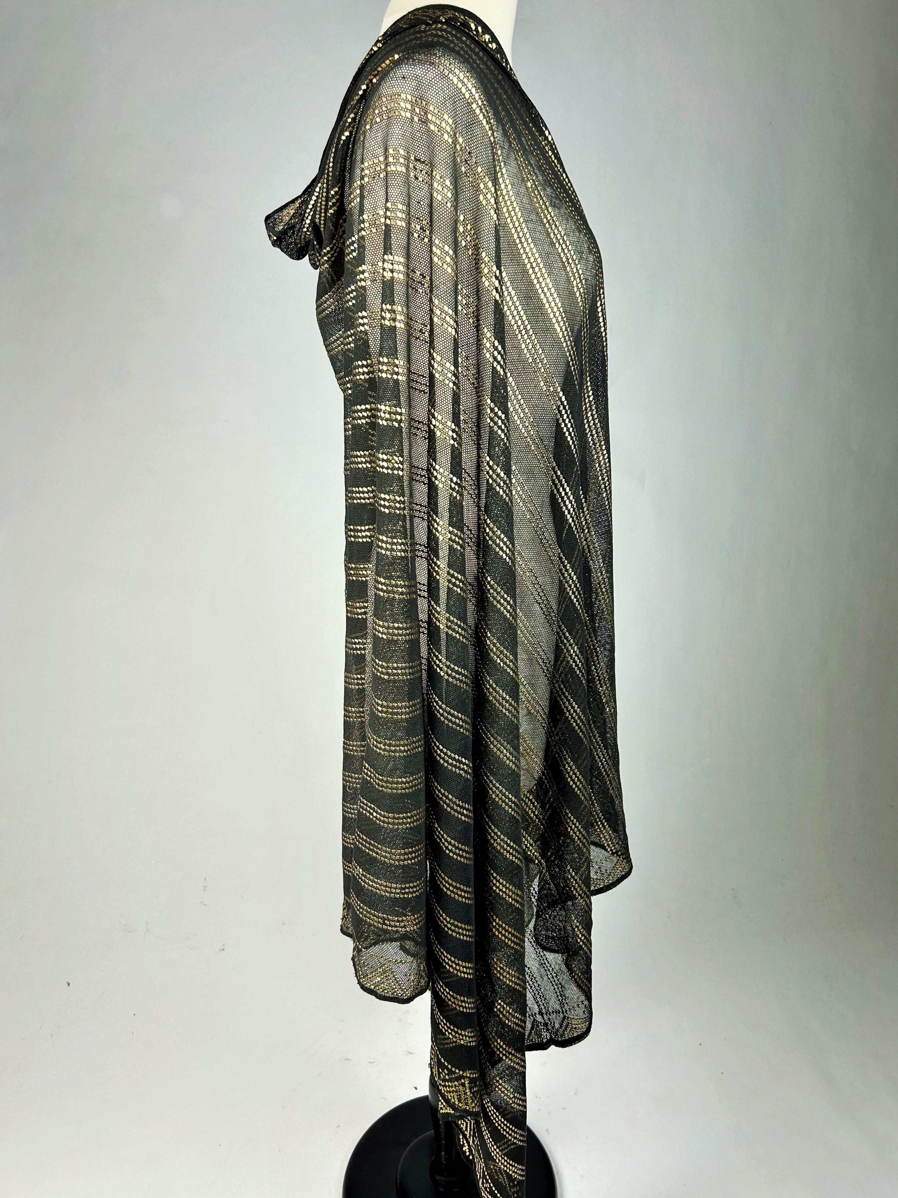 Assuit shawl in cotton voile and gilded metal strips - Egypt Circa 1930-1940 For Sale 4