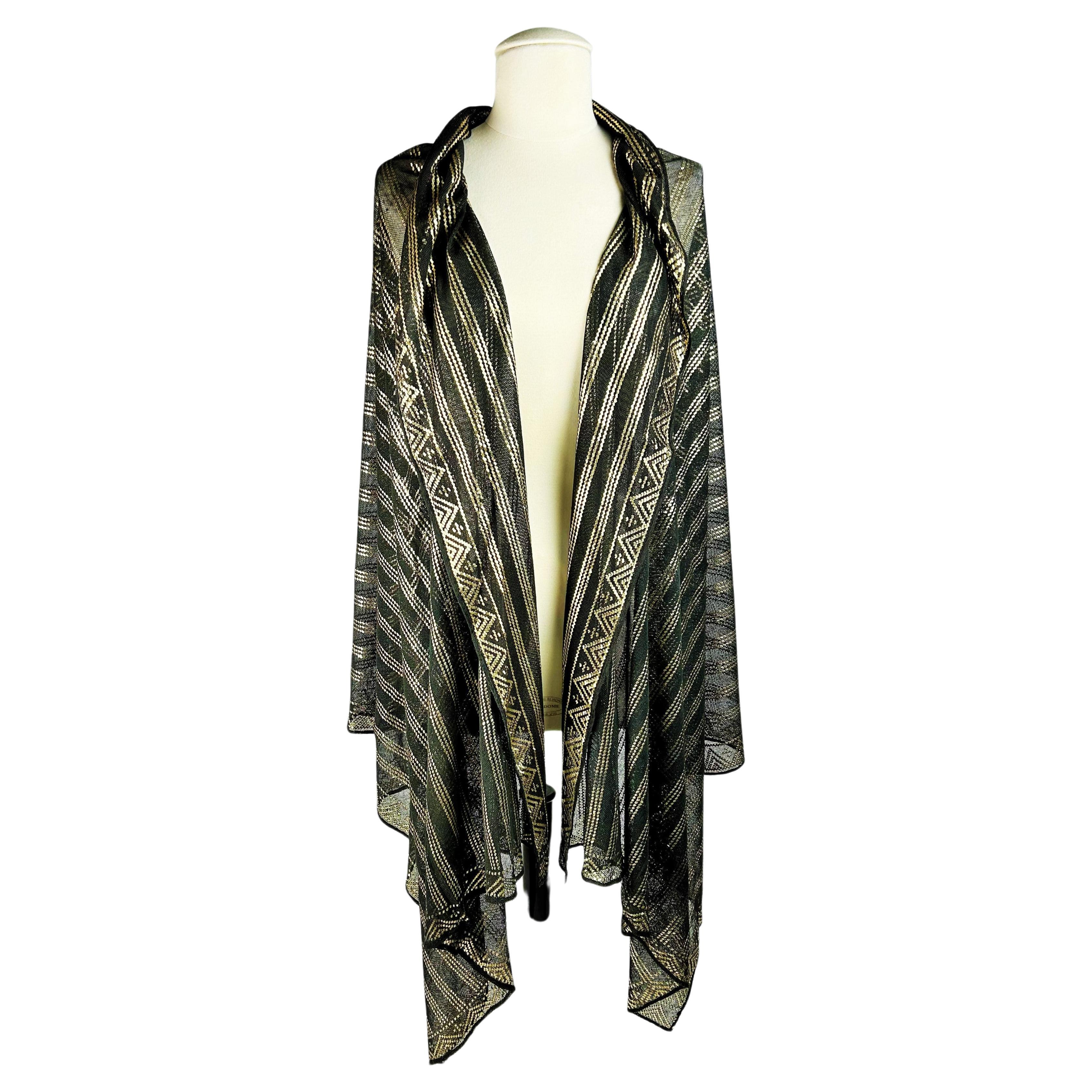 Assuit shawl in cotton voile and gilded metal strips - Egypt Circa 1930-1940 For Sale