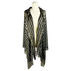 Vintage Assuit shawl in cotton voile and gilded metal strips - Egypt Circa 1930-1940