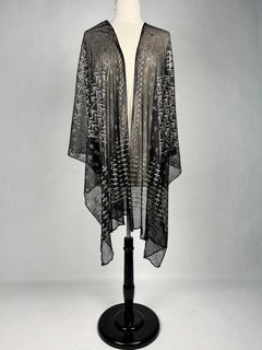 Assuit stole in cotton voile and silver-plated metal blades - Egypt Circa 1930