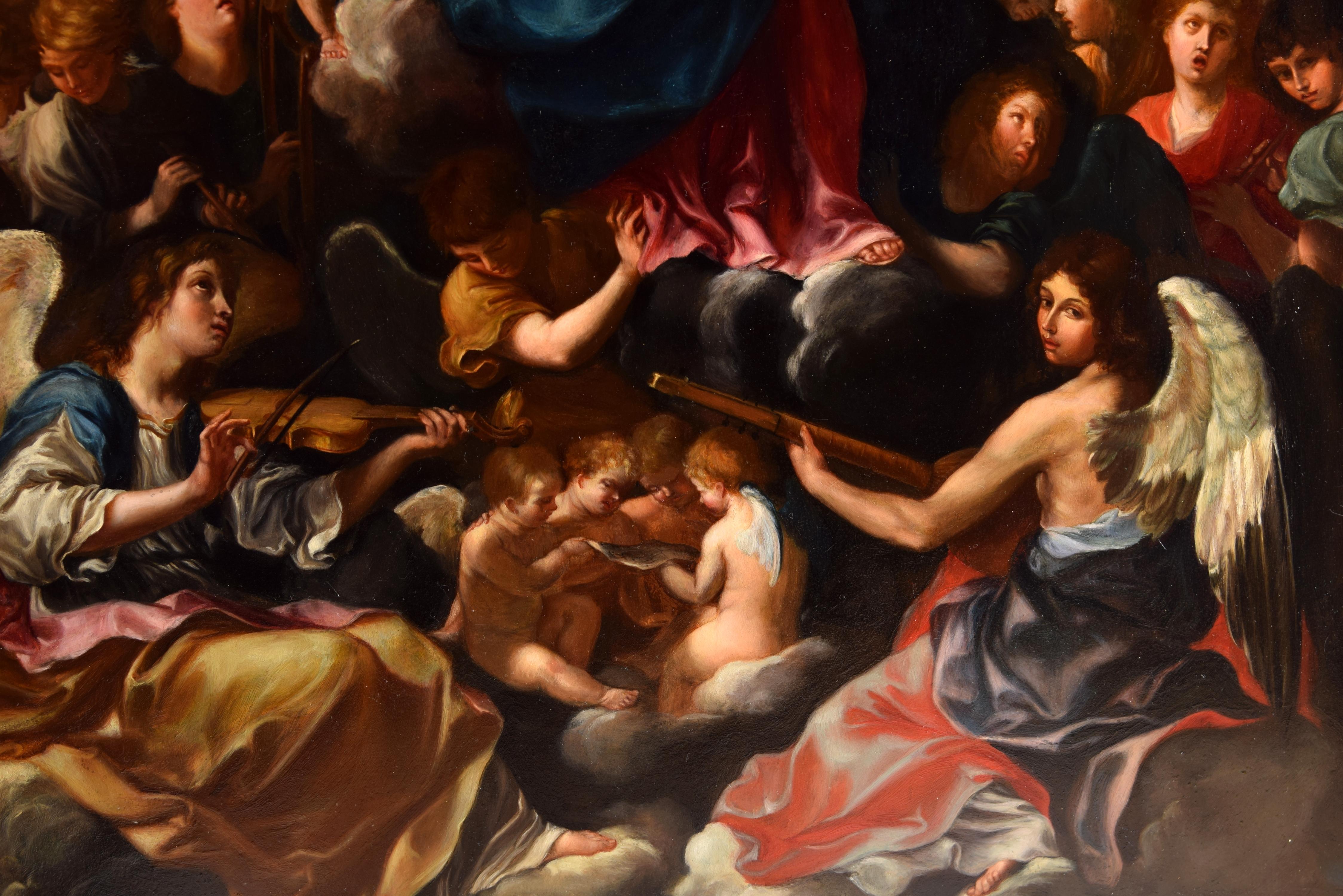 Baroque Assumption of the Virgin Mary. Oil on Copper Possibly late 17th century For Sale