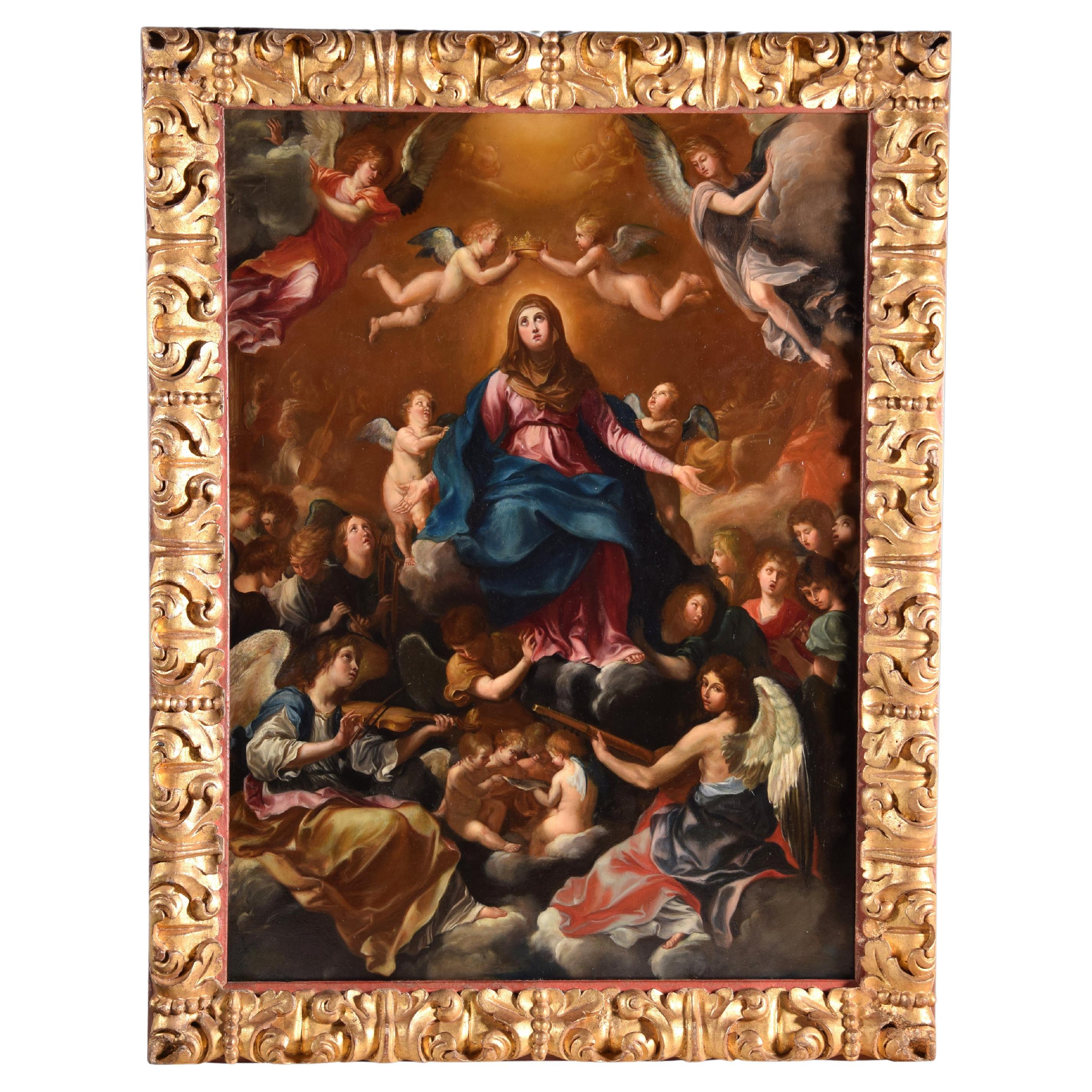 Assumption of the Virgin Mary. Oil on Copper Possibly late 17th century For Sale