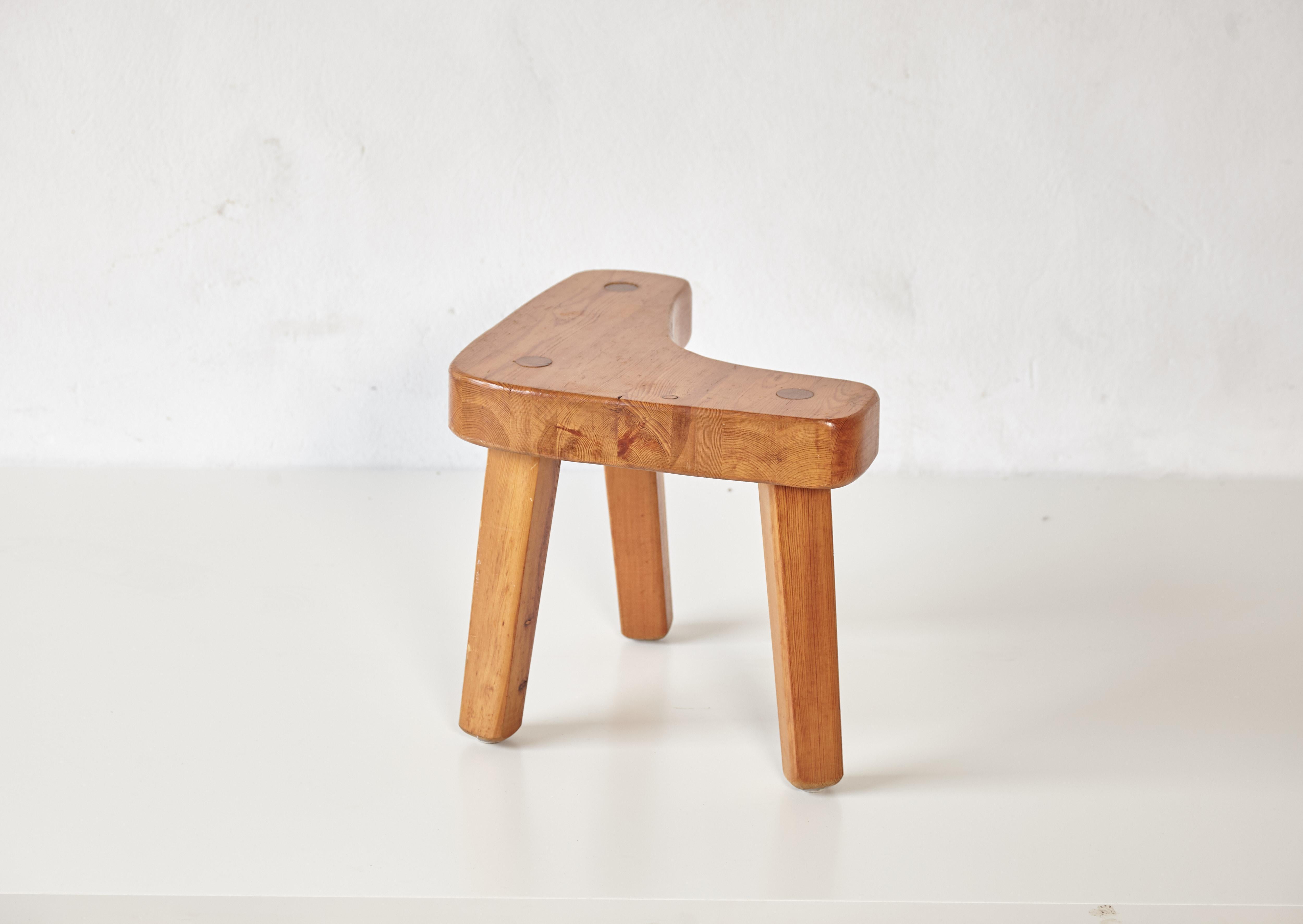 Assymentrical Pine Stool or Side Table by Stig Sandqvist, Sweden, 1960s 2