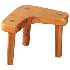 Assymentrical Pine Stool or Side Table by Stig Sandqvist, Sweden, 1960s