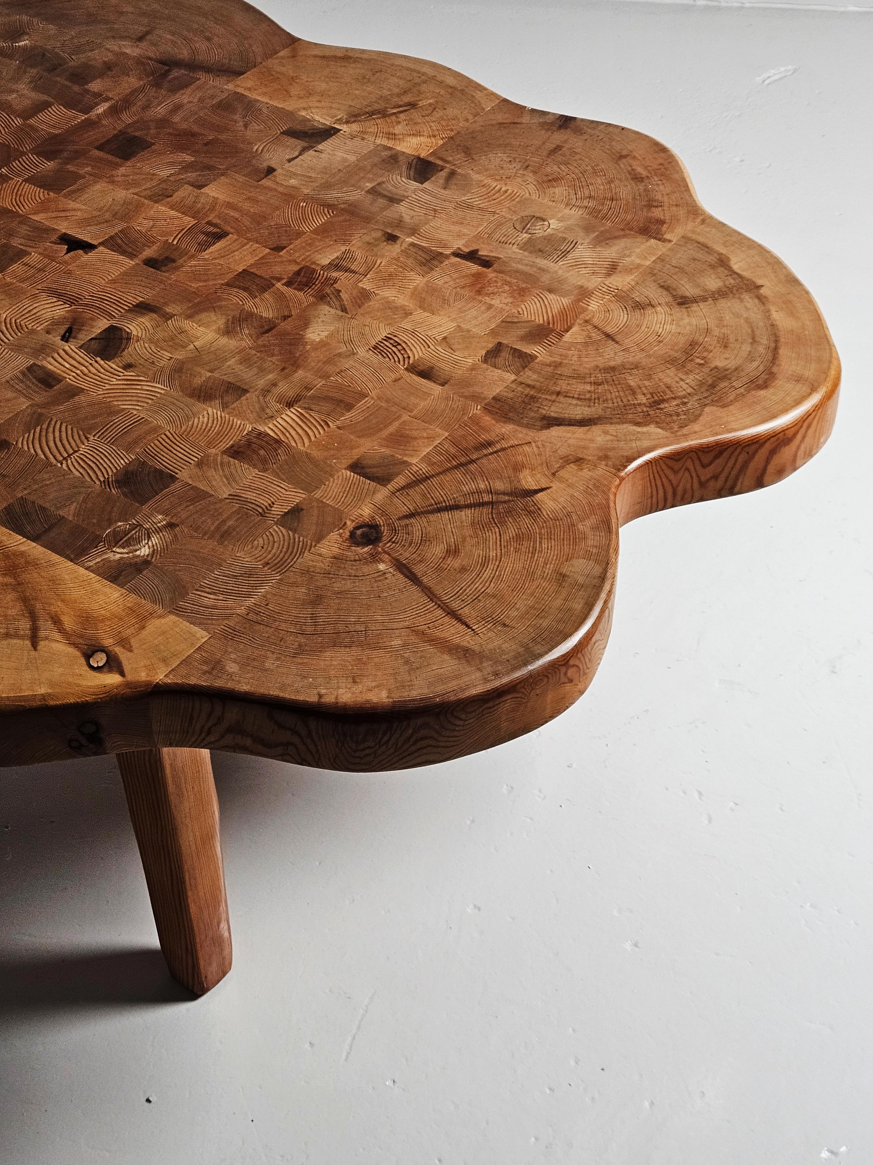 Assymetrical coffee table in pine by unknown designer, Sweden 1960s or 1970s 2
