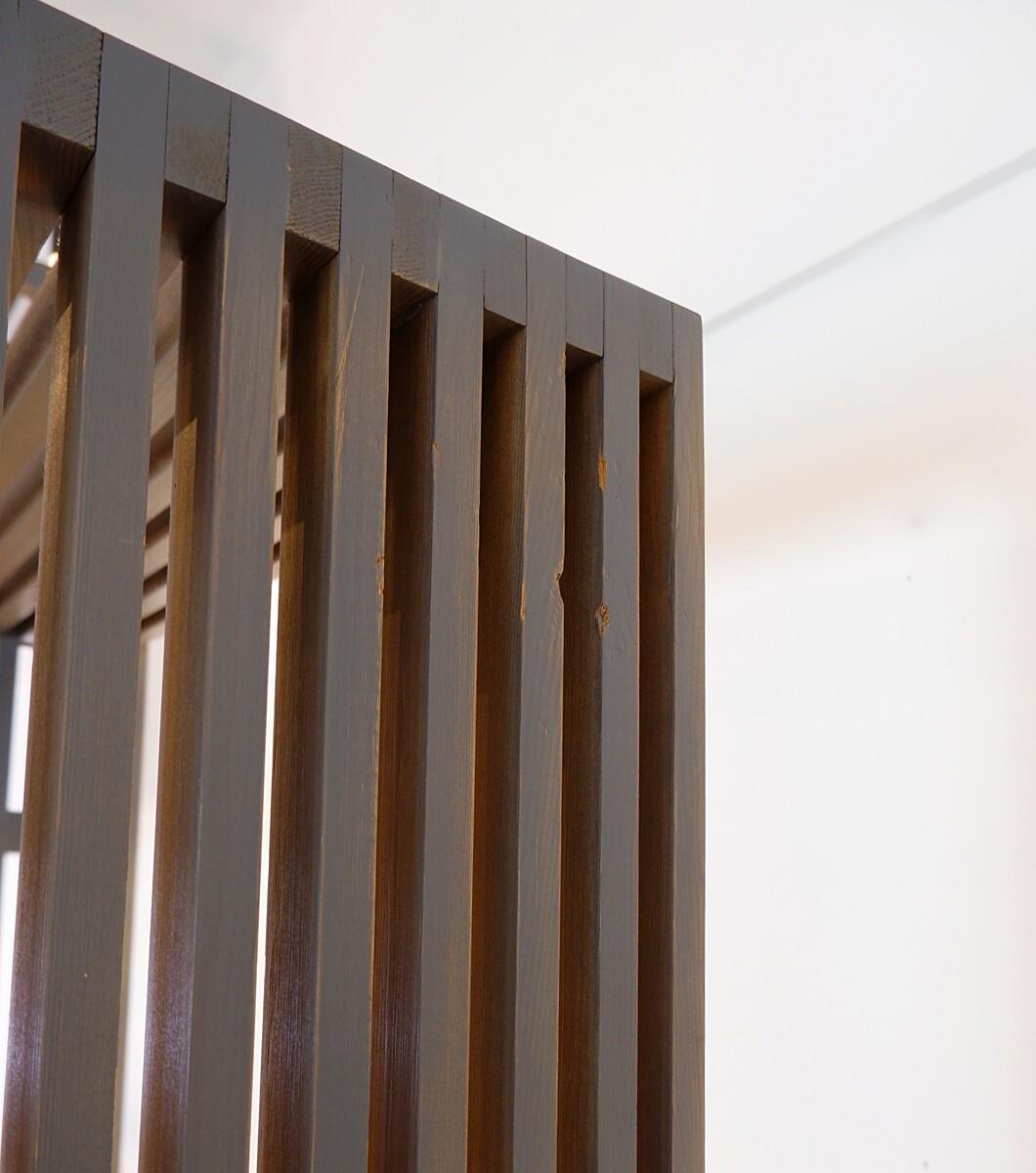 Stained Assymetrical shelf in stained wood, 1980's - Room Divider Shelf For Sale