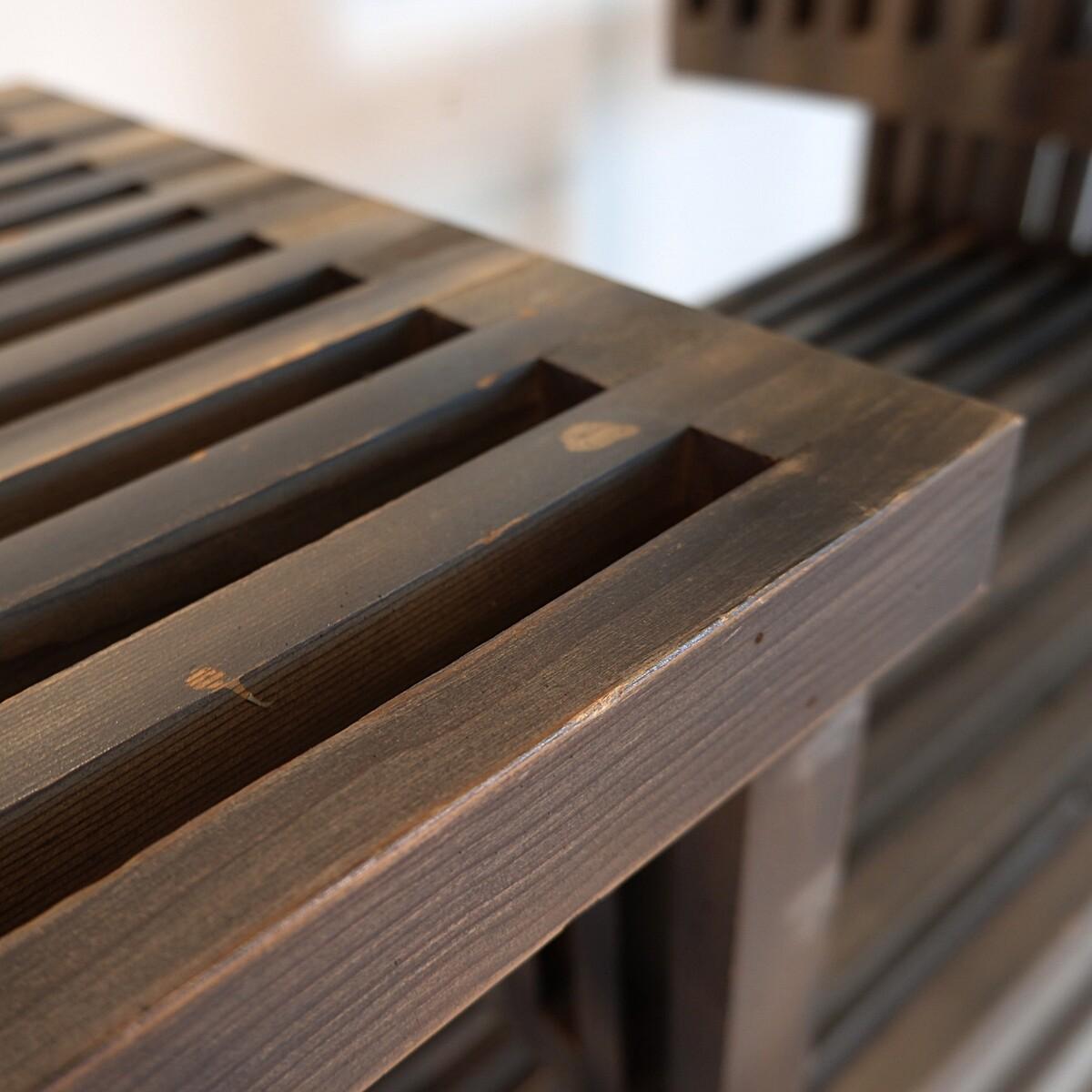 20th Century Assymetrical shelf in stained wood, 1980's - Room Divider Shelf For Sale