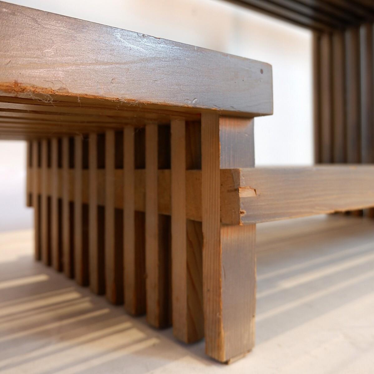 Assymetrical shelf in stained wood, 1980's - Room Divider Shelf For Sale 2