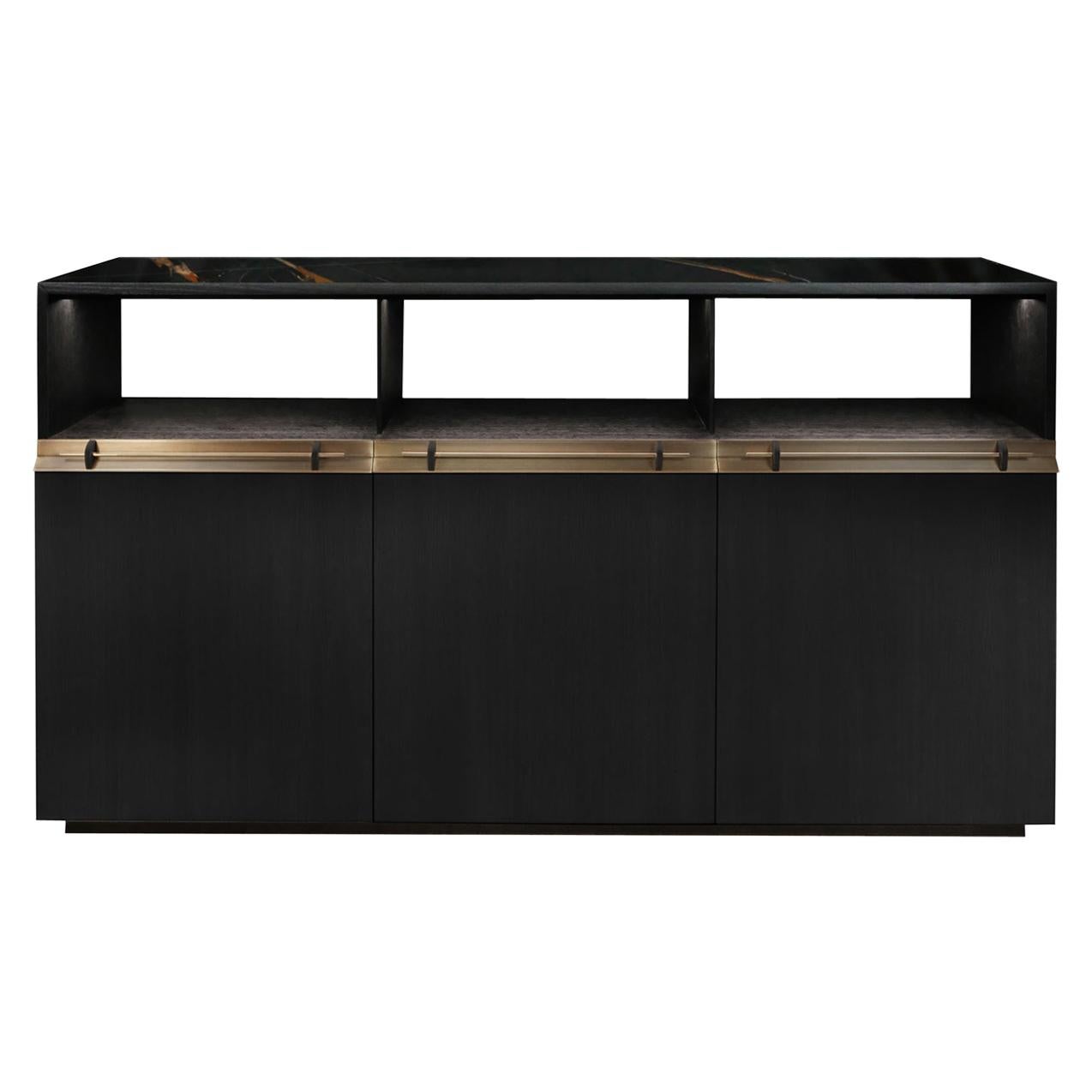 Asta Black Sideboard With Marble Top For Sale