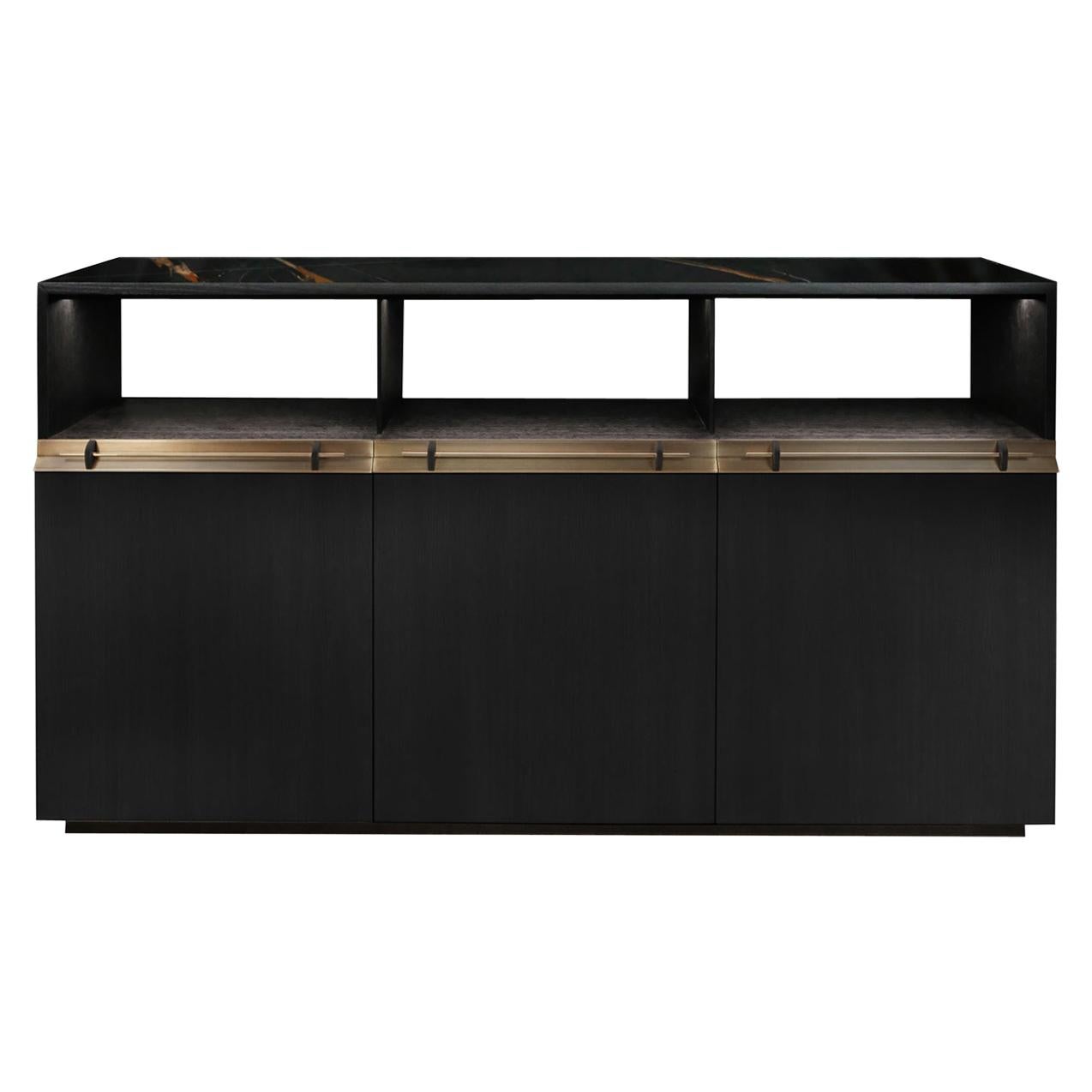 Asta Schwarzes Sideboard mit Marmorplatte