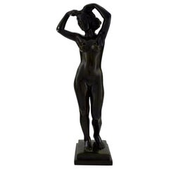 Asta Lilbæk for Just Andersen. Rare Sculpture. Large Art Deco Nude Model